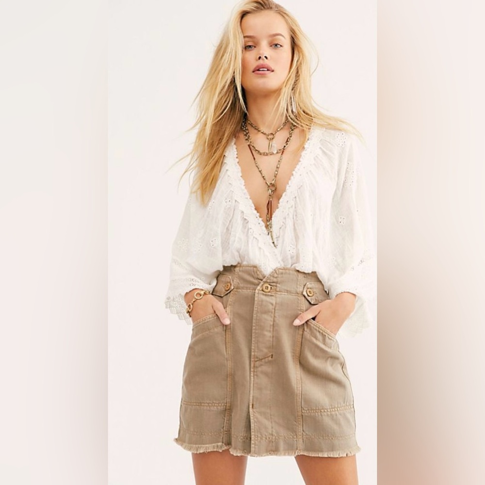 Free People Alpha Utility Mini Skirt in Willow NWOT Size 6